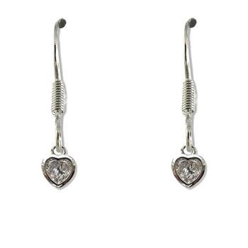 Boucles d'Oreilles Pendantes Coeur Zircon Cubique 1