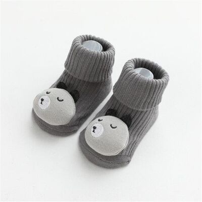 Dark Grey Bear Cotton Baby Socks