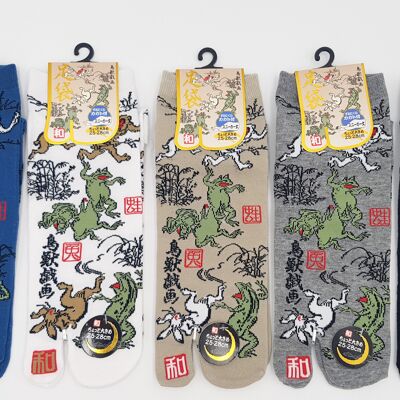 Japanische Tabi-Socken aus Baumwolle und Frosch- und Hasenmuster Größe Fr 40 - 45