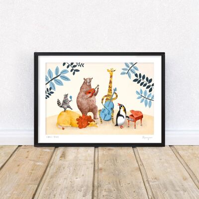 Animal Musicians' A4 Art Print