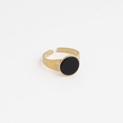 Ginko black agate ring