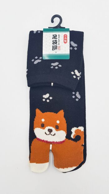 Japanese Tabi Socks in Cotton and Shiba Inu Dog Pattern Made in Japan Size Fr 40 - 45 3