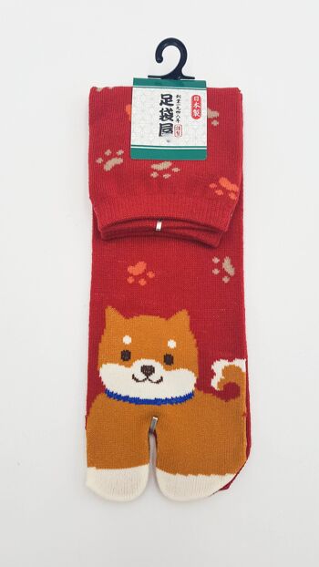 Japanese Tabi Socks in Cotton and Shiba Inu Dog Pattern Made in Japan Size Fr 40 - 45 4