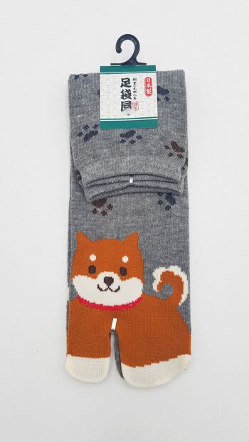 Japanese Tabi Socks in Cotton and Shiba Inu Dog Pattern Made in Japan Size Fr 40 - 45 5