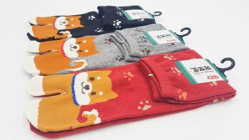 Japanese Tabi Socks in Cotton and Shiba Inu Dog Pattern Made in Japan Size Fr 40 - 45 6
