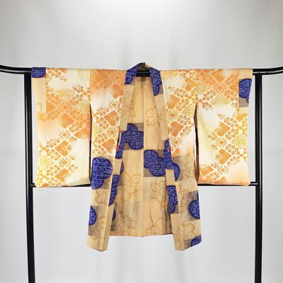 Traditionelle japanische Haori Kimono Jacke 100% Seide Unikat