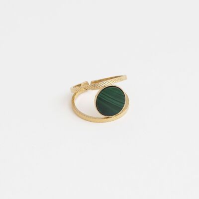 Anello Ginko aperto in malachite