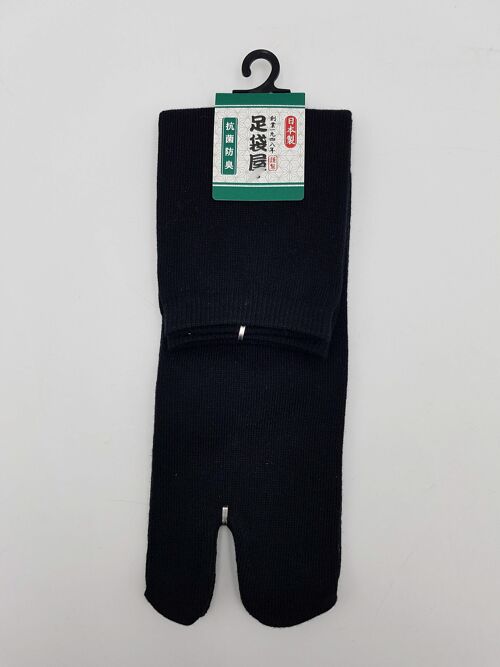 Chaussettes Japonaises Tabi en Coton et Couleur Uni Noir  Made in Japan Taille Fr 40 - 45