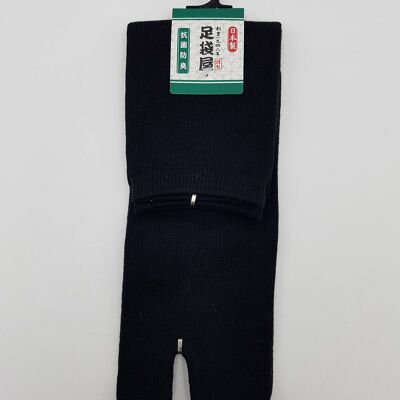 Japanese Tabi Socks in Cotton and Solid Black Color Made in Japan Size Fr 40 - 45