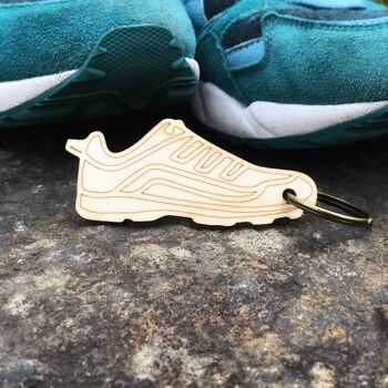 Porte-clés de chaussure de course en bois durable. Cadeau Marathon, porte-clés Trail Running. 2