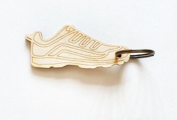 Porte-clés de chaussure de course en bois durable. Cadeau Marathon, porte-clés Trail Running. 6