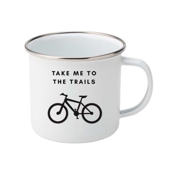 Tasse de sentier de vélo de montagne, tasse de camping VTT en émail, cadeau de cyclisme, tasse de chocolat chaud, tasse en étain de feu de camp. 6