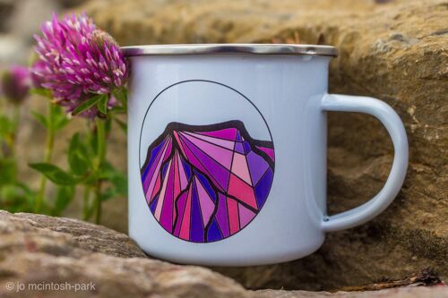 Illustrated Blencathra Lake District Mountain Enamel Mug. Camping Backpacker Cup. Adventure Gift.
