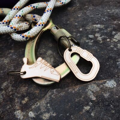 Climbing Carabiner Keyring, Climbing Shoe Keychain, Rock Climbing Gift, Climbing Keyfob, Adventure Keyring, Climbing Gift.