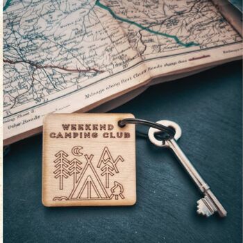 Porte-clés en bois pour camping-car, porte-clés pour caravane, porte-clés Van Life, porte-clés pour camping-car, porte-clés pour tente, cadeaux pour les amoureux de l'aventure. 5