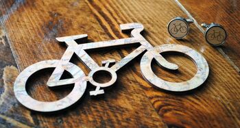 Boutons de manchette de vélo en bois, boutons de manchette de mariage de vélo, bijoux de vélo pour lui. 7