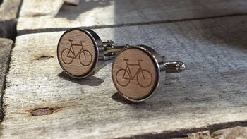Boutons de manchette de vélo en bois, boutons de manchette de mariage de vélo, bijoux de vélo pour lui. 8