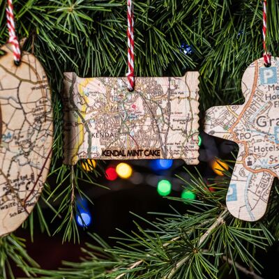 Cumbrian Foodie Gift Set,Lake District Gift, Novelty Tree Decorations, Grasmere Gingerbread, Kendal Mint Cake, Cumberland Sausage