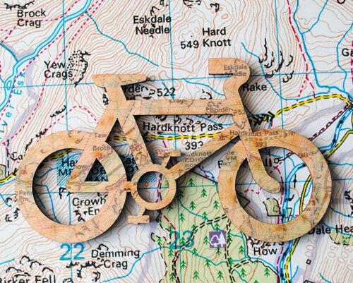 Worldwide Bike Map Magnet. Personalised Cycling Wall Hanging. Custom Bicycle Fridge Magnet. Bike Art.