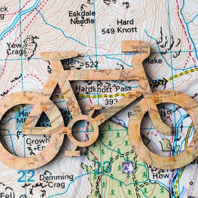 Worldwide Bike Map Magnet. Personalised Cycling Wall Hanging. Custom Bicycle Fridge Magnet. Bike Art.