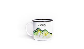 Tasse en céramique émaillée Catbells aquarelle. Cadeau de Lake District, tasse d'aventure de camping en plein air, tasse de pique-nique d'art de montagne. 3