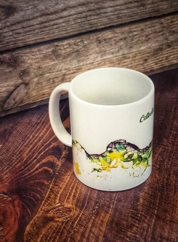 Tasse en céramique émaillée Catbells aquarelle. Cadeau de Lake District, tasse d'aventure de camping en plein air, tasse de pique-nique d'art de montagne. 6