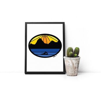 Impression d'art graphique A4 de natation sauvage de Lake District. Oeuvre de natation sauvage. Cadeau pour les nageurs, impression d'art paysage extérieur. 1