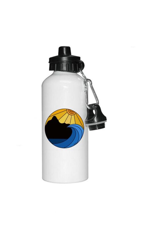 Sunset and Waves Graphic Art Aluminium Water Bottle. Lake District Gift, Beach Vibes, Watersport Drinks Bottle.
