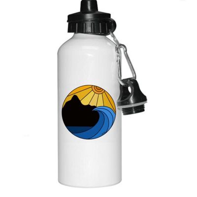 Sunset and Waves Graphic Art Aluminium Water Bottle. Lake District Gift, Beach Vibes, Watersport Drinks Bottle.