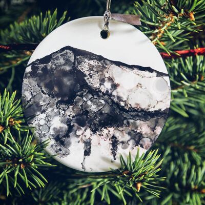 Illustrated Porcelain Grisedale Pike Hanging Ornament,  Lake District Gift, Ceramic Tree Ornament