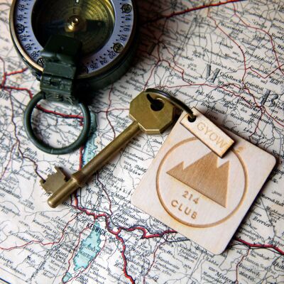 Wainwright 214 Club Wood Keyring, Lake District Keyfob. Hiking Gift, Adventure Keychain. Lake District Gift.