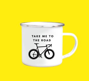 Emmenez-moi à la tasse de cyclisme en émail de route, cadeau de cyclisme, tasse de feu de camp, tasse de montagne, tasse de café en émail, tasse en étain. 2