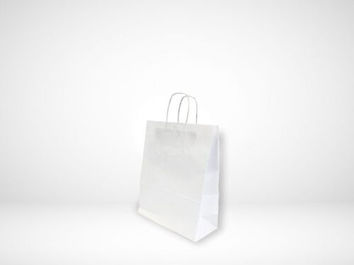 A5 White Paper bags Twisted paper Handles  - 18x8x24