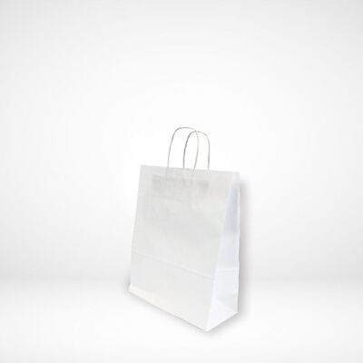 A5 White Paper bags Twisted paper Handles  - 18x8x24