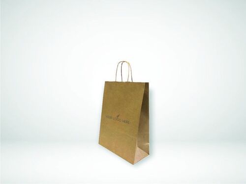 Paper bags (small A4) Twisted paper Handles With Your LOGO 1 side - Brown