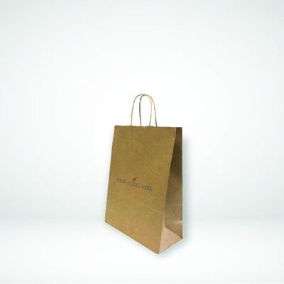 Paper bags (small A4) Twisted paper Handles With Your LOGO 1 side - Brown