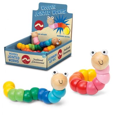 Wooden jointed worm. Colorful fun! Biegewurm aus Holz