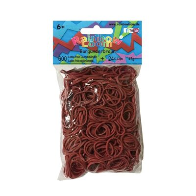 Rainbow Loom® Elásticos Borgoña Marrón, Bandas de Telar