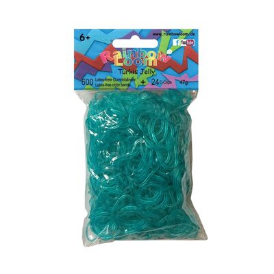 Rainbow Loom® Élastiques Jelly Turquoise, Bandes Loom