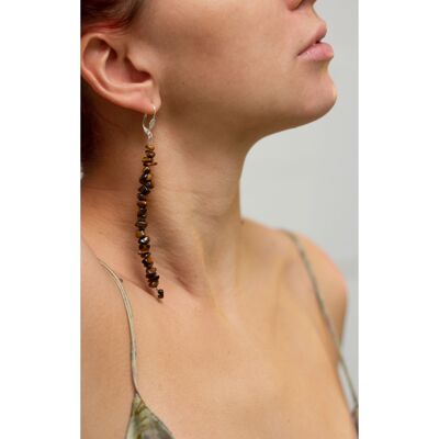 Gaia -Elongate earrings in tiger's eye stones