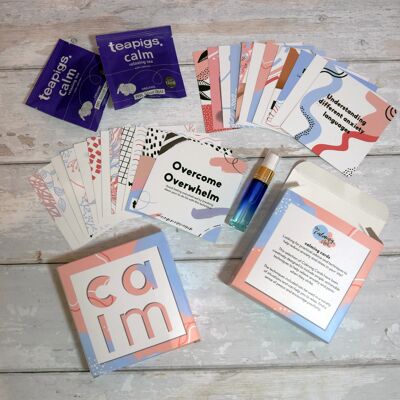 Mini-Spa-Kit – Beruhigungskarten und Tee-Schreibwaren-Set