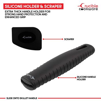 Poêle à frire en acier au carbone 30 cm, 1 support de poignée en silicone, 1 grattoir 4