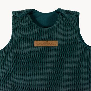 Knitted ToddieBag - sac de couchage en coton, Pétrole - 104 10