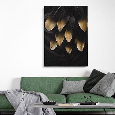 Schwarze Goldblumen - 50X70 - Leinwand