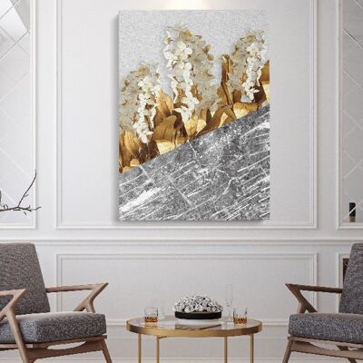 Gold Grey Leaves - 20X30 - Canvas