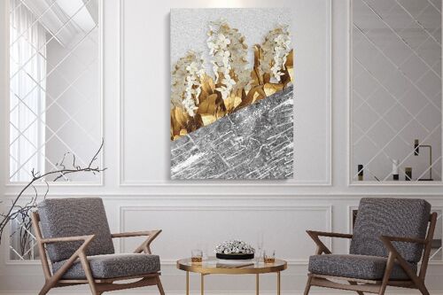 Gold Grey Leaves - 30X40 - Canvas