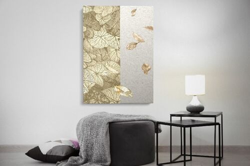 Gold Grey Leaves - 70X100 - Poster