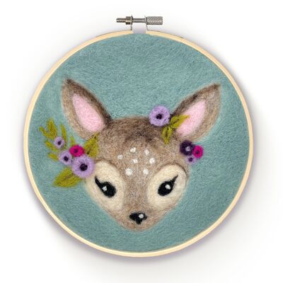 Floral Fawn in a Hoop Needle Felt Craft Kit