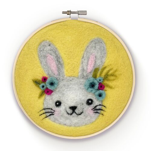 Floral Bunny in a Hoop Needle Felt Craft Kit