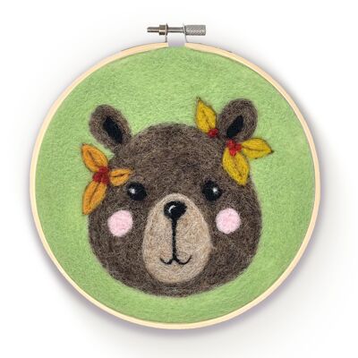 Floral Bear in a Hoop Needle Felt Craft Kit